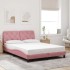 Estructura de cama con luces LED terciopelo rosa 120x200
