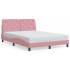 Estructura de cama con luces LED terciopelo rosa 120x200
