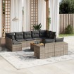 Set de sofás de jardín 10 pzas con cojines ratán sintético gris