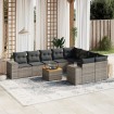 Set de sofás de jardín 10 pzas con cojines ratán sintético gris
