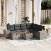 Set de sofás de jardín 8 pzas y cojines ratán sintético gris