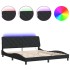 Estructura de cama con luces LED terciopelo negro 180x200