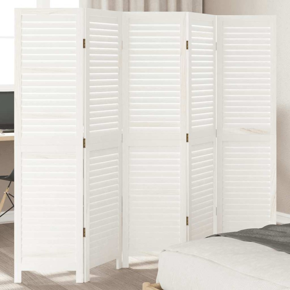 Biombo separador de 5 paneles madera maciza Paulownia