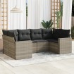 Set de sofás de jardín 6 pzas y cojines ratán sintético gris