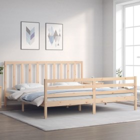 Estructura de cama con cabecero madera maciza 200x200