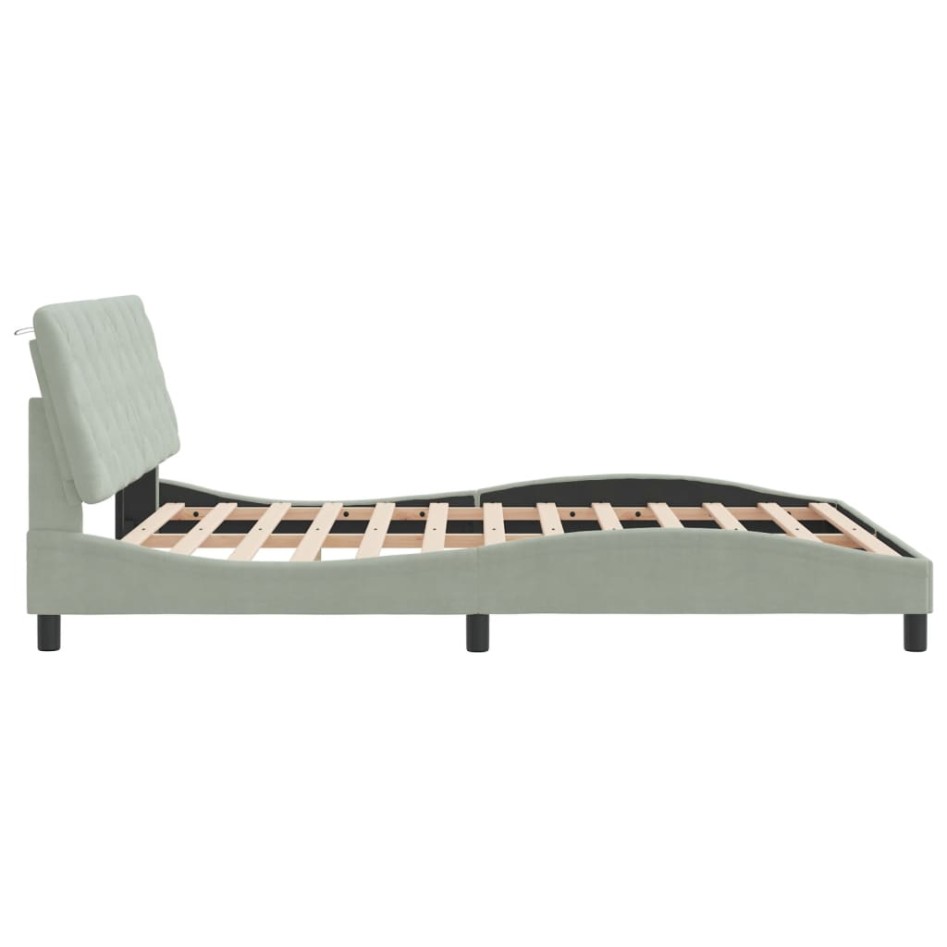 Estructura de cama sin colchón terciopelo gris claro 160x200