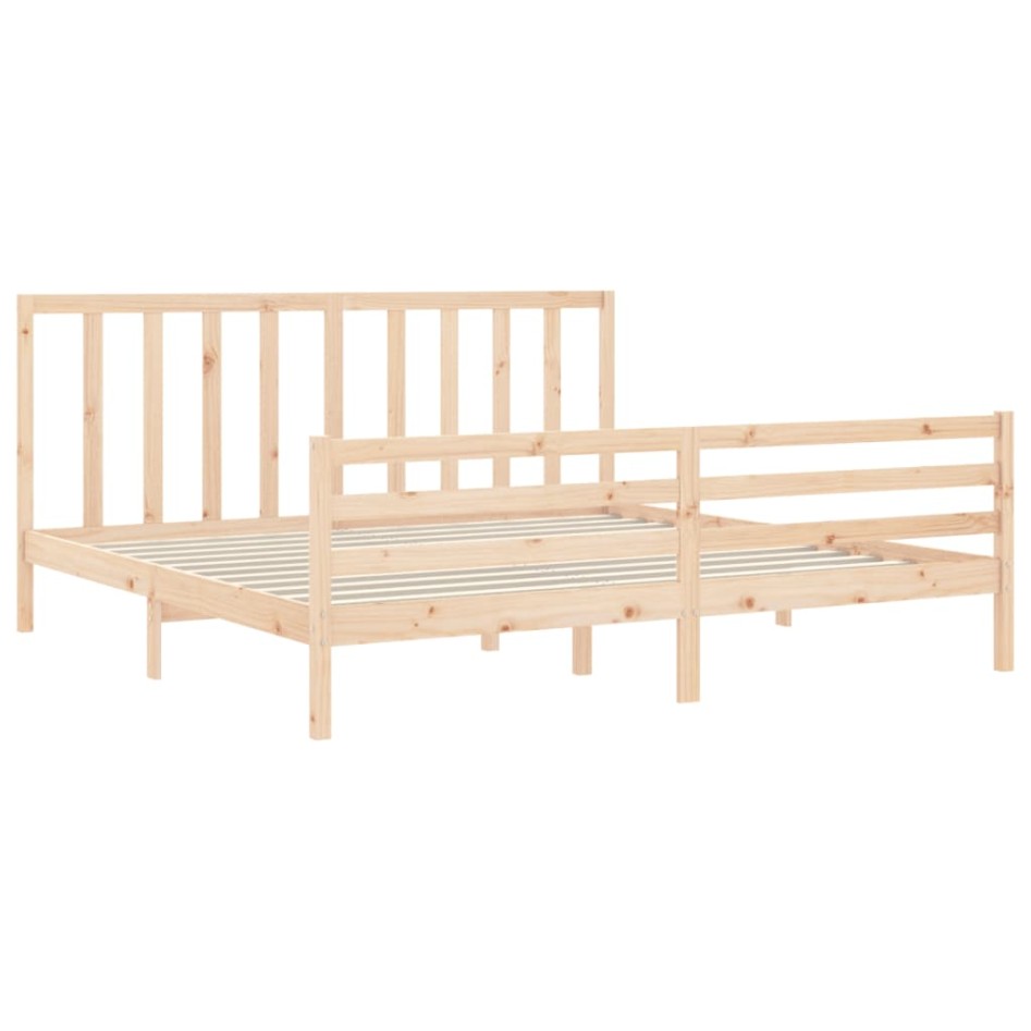 Estructura de cama con cabecero madera maciza 200x200