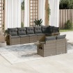 Set de sofás de jardín 8 pzas y cojines ratán sintético gris