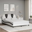 Estructura cama cabecero cuero sintético blanco negro 140x200cm