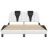 Estructura cama cabecero cuero sintético blanco negro
