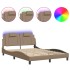 Estructura de cama con LED cuero sintético capuchino 140x200