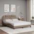 Estructura de cama con LED cuero sintético capuchino 140x200
