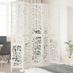 Biombo separador de 5 paneles madera maciza Paulownia blanco