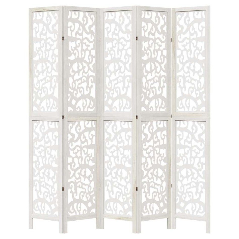 Biombo separador de 5 paneles madera maciza Paulownia