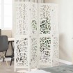 Biombo separador de 4 paneles madera maciza Paulownia blanco