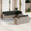 Set de sofás de jardín 7 pzas con cojines ratán PE gris claro