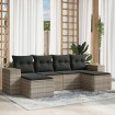 Set de sofás de jardín 6 pzas y cojines ratán sintético gris