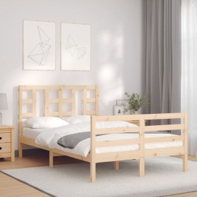 Estructura de cama de matrimonio con cabecero madera