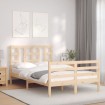 Estructura de cama de matrimonio con cabecero madera maciza