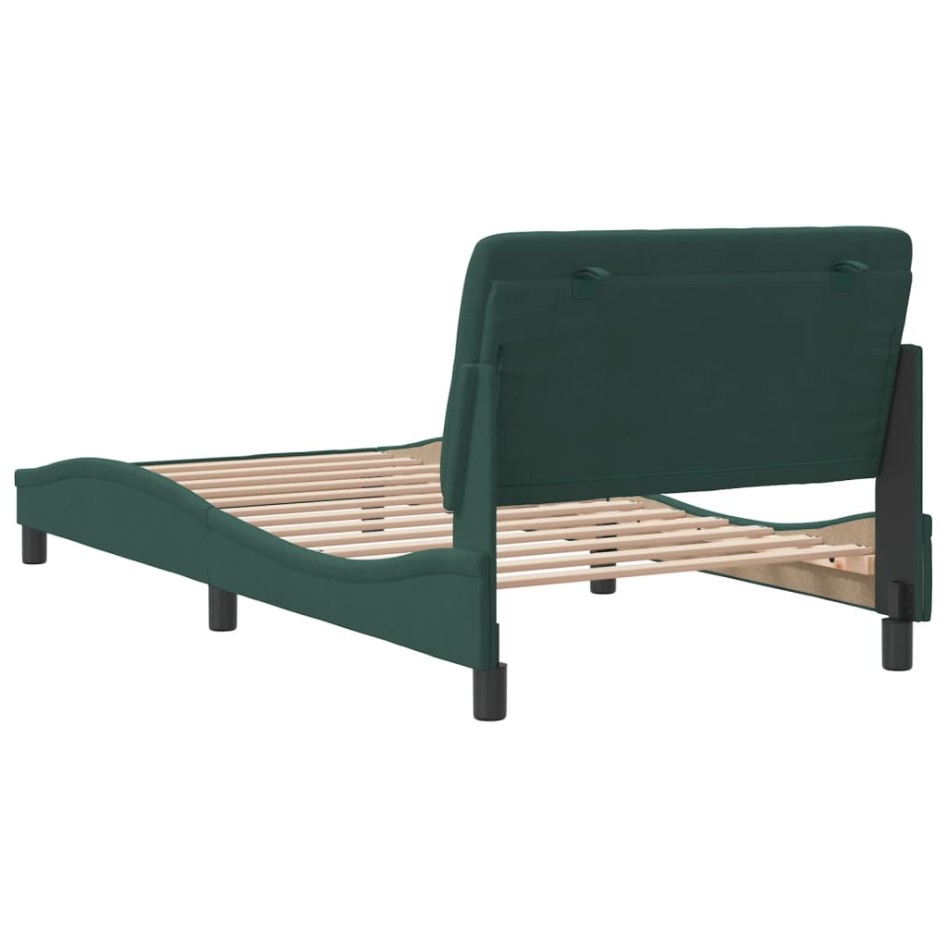 Estructura cama sin colchón terciopelo verde oscuro 100x200