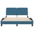 Estructura de cama con cabecero terciopelo azul 120x200