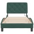 Estructura cama con luces LED terciopelo verde oscuro 90x200