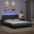 Estructura de cama con luces LED cuero PE gris 160x200