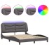 Estructura de cama con luces LED cuero PE gris 160x200
