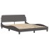 Estructura de cama con luces LED cuero PE gris 160x200