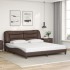 Estructura de cama con luz LED cuero sintético marrón