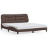 Estructura de cama con luz LED cuero sintético marrón