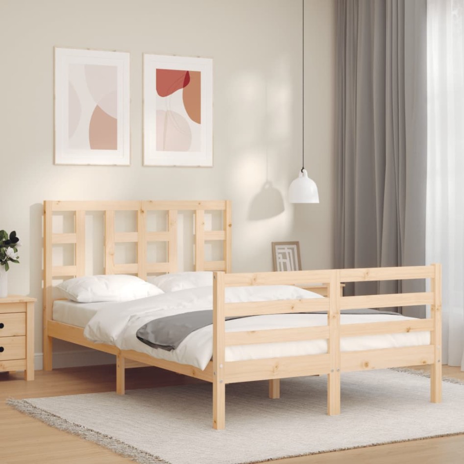 Estructura de cama con cabecero madera maciza 120x200