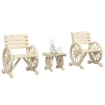 Juego de muebles de jardín 3 piezas madera maciza de abeto