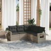 Set de sofás jardín y cojines 5 pzas ratán sintético gris claro