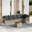 Set de sofás de jardín 7 pzas con cojines ratán PE gris claro