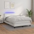 Cama box spring colchón y LED cuero sintético blanco 120x190