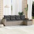 Set de sofás jardín y cojines 5 pzas ratán sintético gris