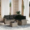 Set de sofás de jardín 6 pzas y cojines ratán sintético gris
