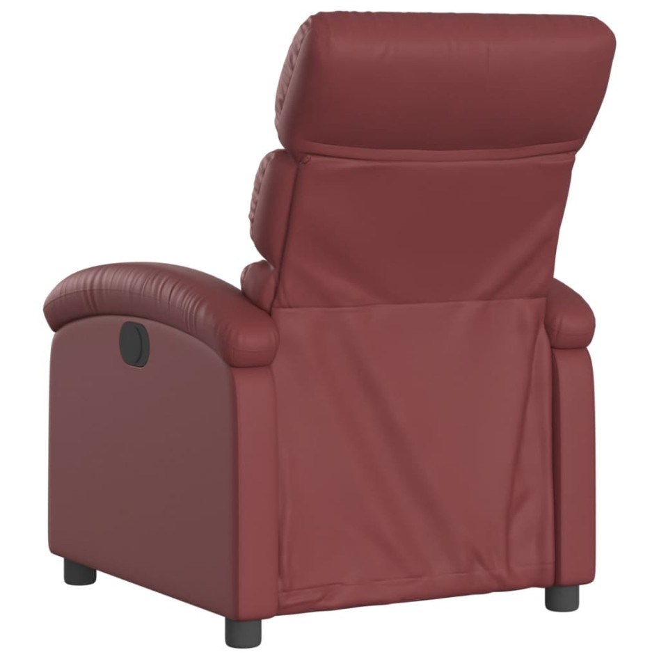 Sillón reclinable eléctrico de cuero sintético rojo