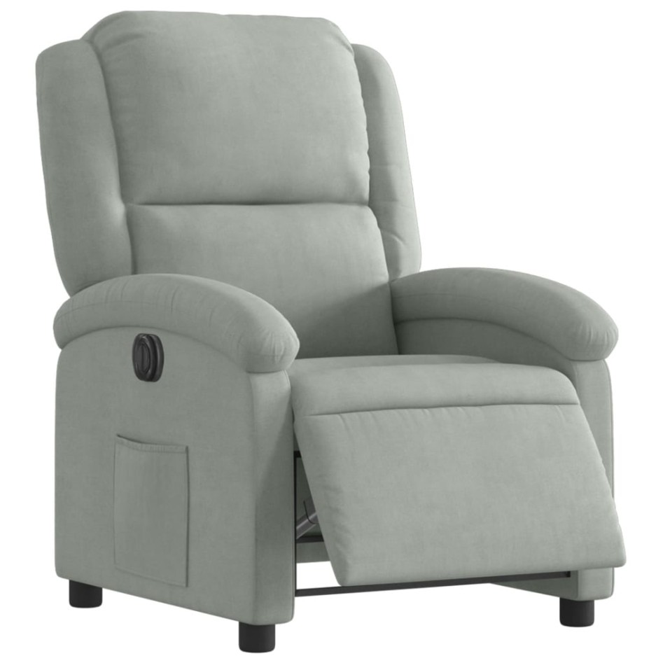 Sillón reclinable eléctrico de terciopelo gris