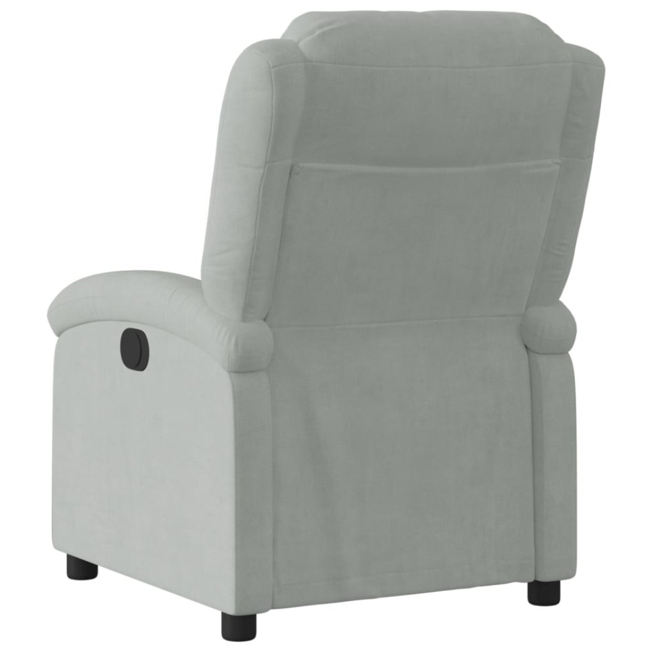 Sillón reclinable eléctrico de terciopelo gris
