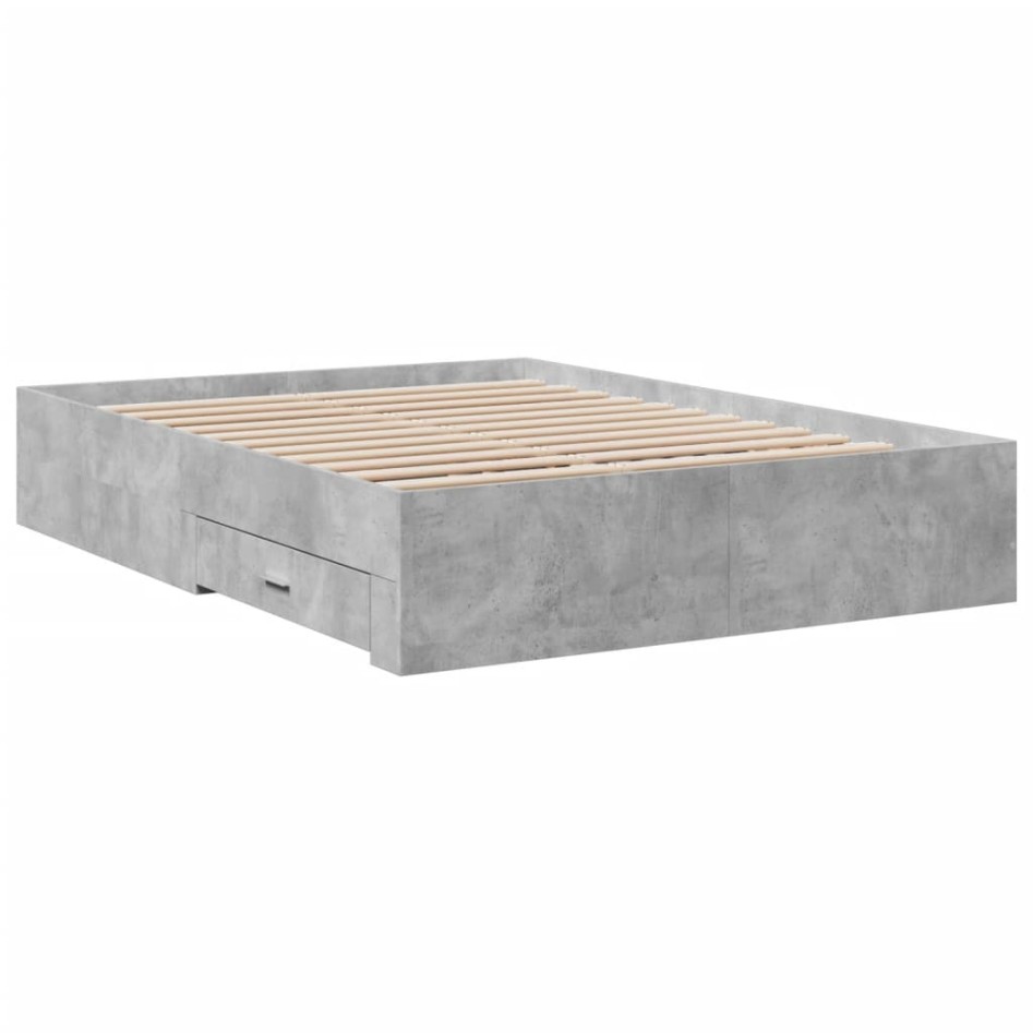 Cama con cajones madera ingeniería gris hormigón 120x200