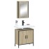 Set de muebles de baño 2 pzas madera contrachapada roble