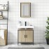 Set de muebles de baño 2 pzas madera contrachapada roble