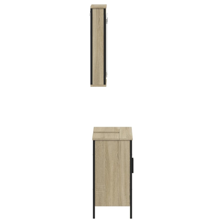 Set de muebles de baño 2 pzas madera contrachapada roble
