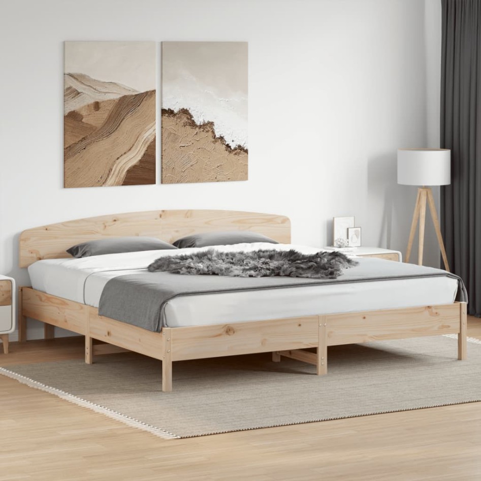 Estructura de cama sin colchón madera maciza de pino 180x200