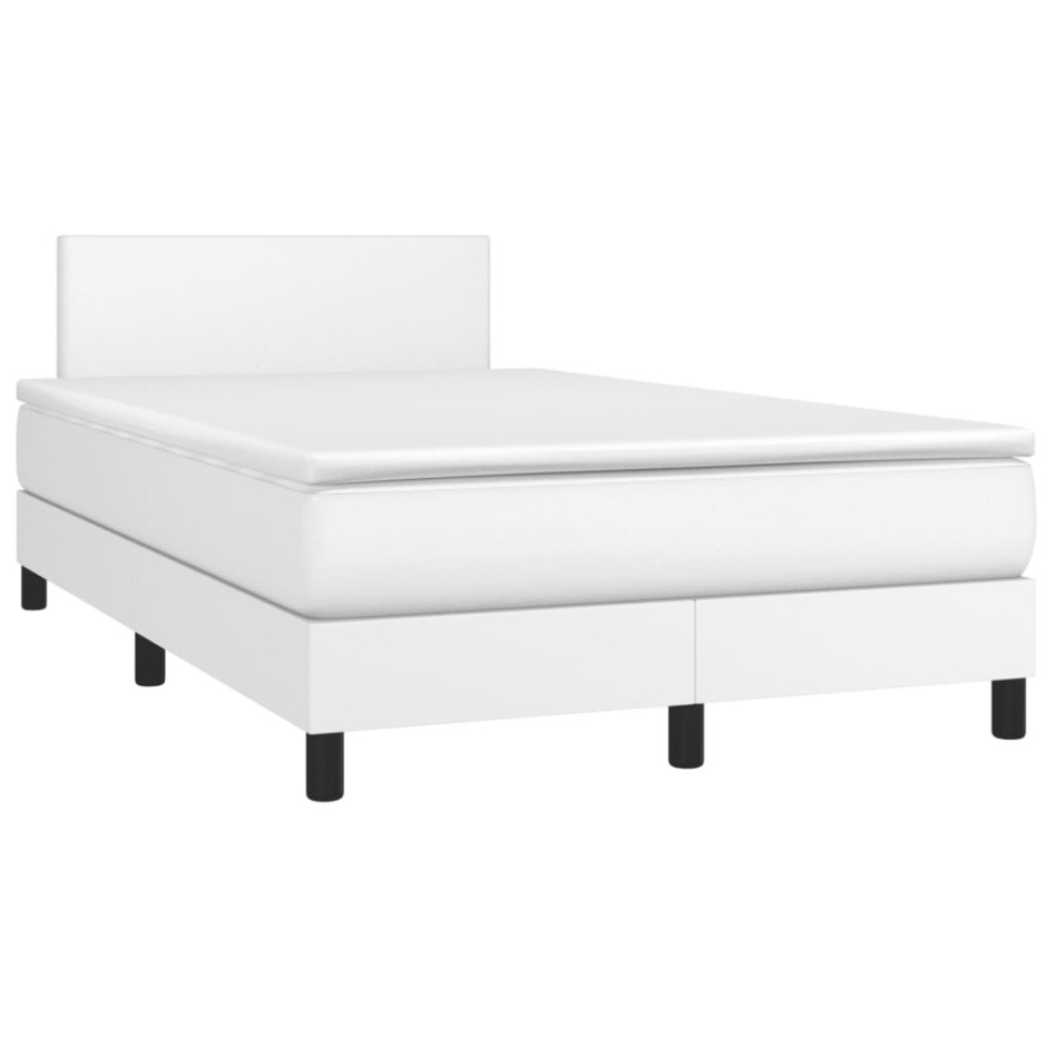 Cama box spring con colchón cuero sintético blanco 120x190