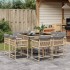 Set comedor de jardín 9 pzas con cojines ratán sintético