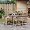 Set comedor de jardín 9 pzas con cojines ratán sintético beige
