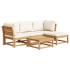 Juego de muebles jardín 5 pzas con cojines madera maciza